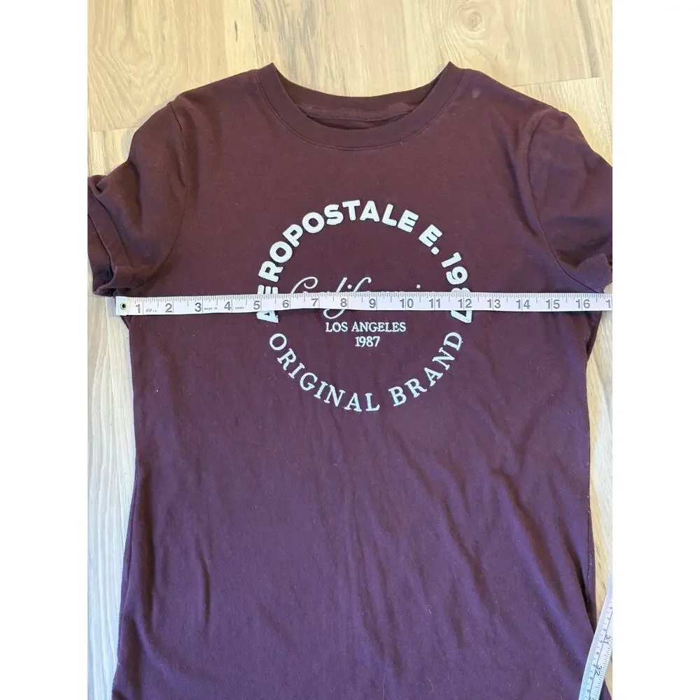 Aeropostale Women's M Burgundy California Los Angeles 1987 Graphic Tee
